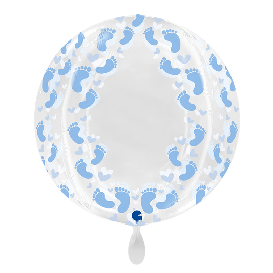 1 Balloon 4D XXL - Globe - Transparent Blue Footprint