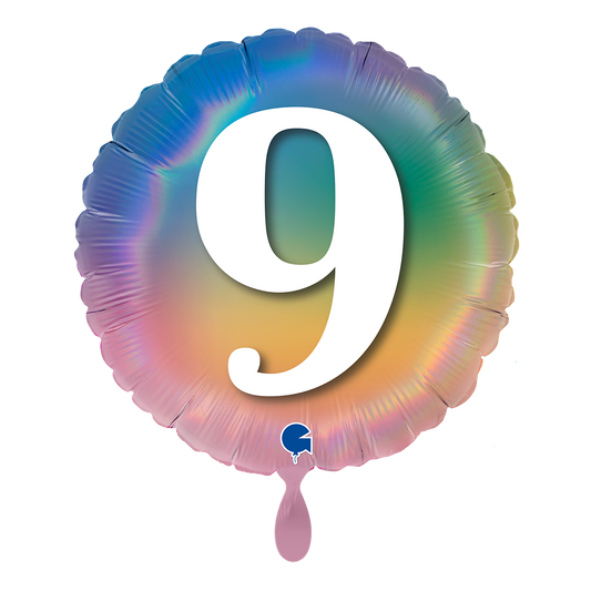 1 Balloon - Happy 9 Colourful Rainbow