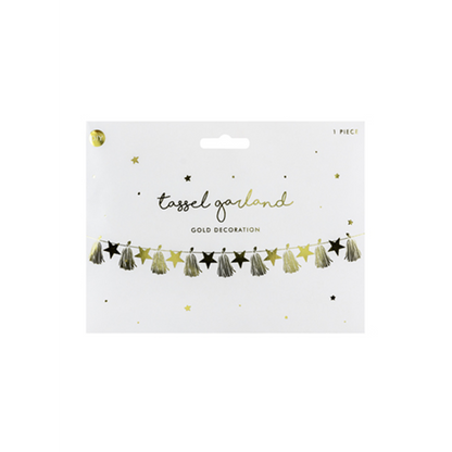 1 Tasselgirlande - 1,3m - Golden Stars