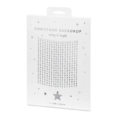 1 Glittervorhang - 2,5m - Silver Stars