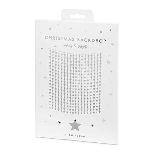1 Glittervorhang - 2,5m - Silver Stars