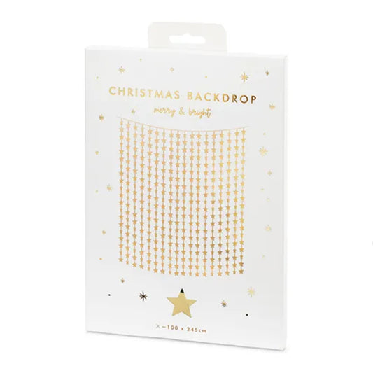 1 Glittervorhang - 2,5m - Golden Stars