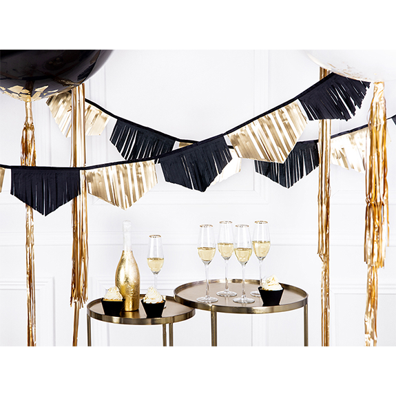 1 Glittergirlande - 3m - Gold & Schwarz