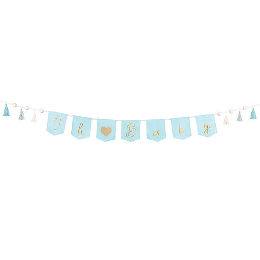 1 Bannergirlande - Oh Baby Hellblau