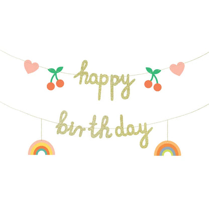 1 Bannergirlande - Happy Birthday Cherry & Rainbow