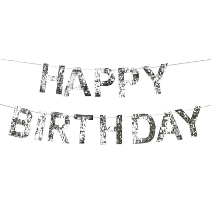 1 Bannergirlande - Happy Birthday - Silver
