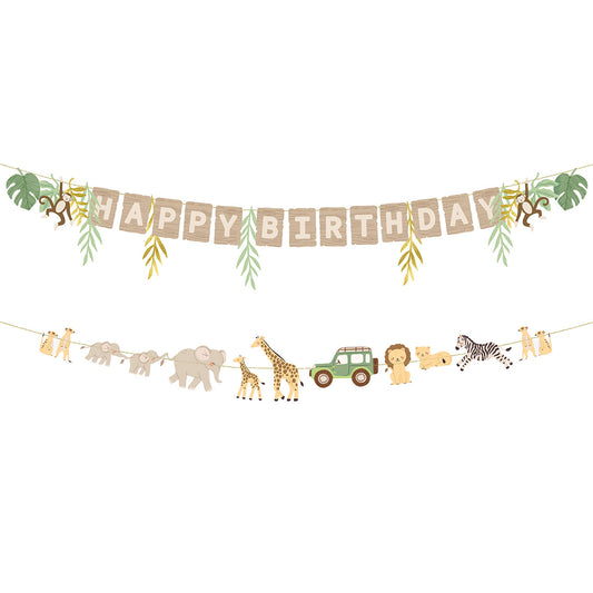 1 Banner - Happy Birthday - Safari