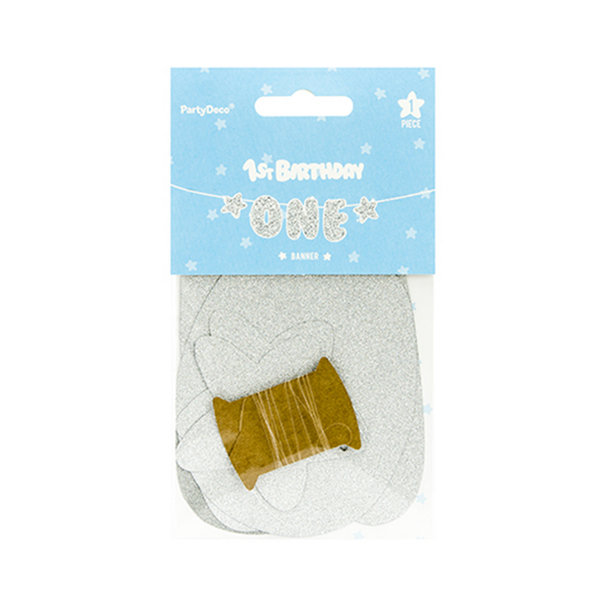 1 Bannergirlande - First Birthday - Glittersilber