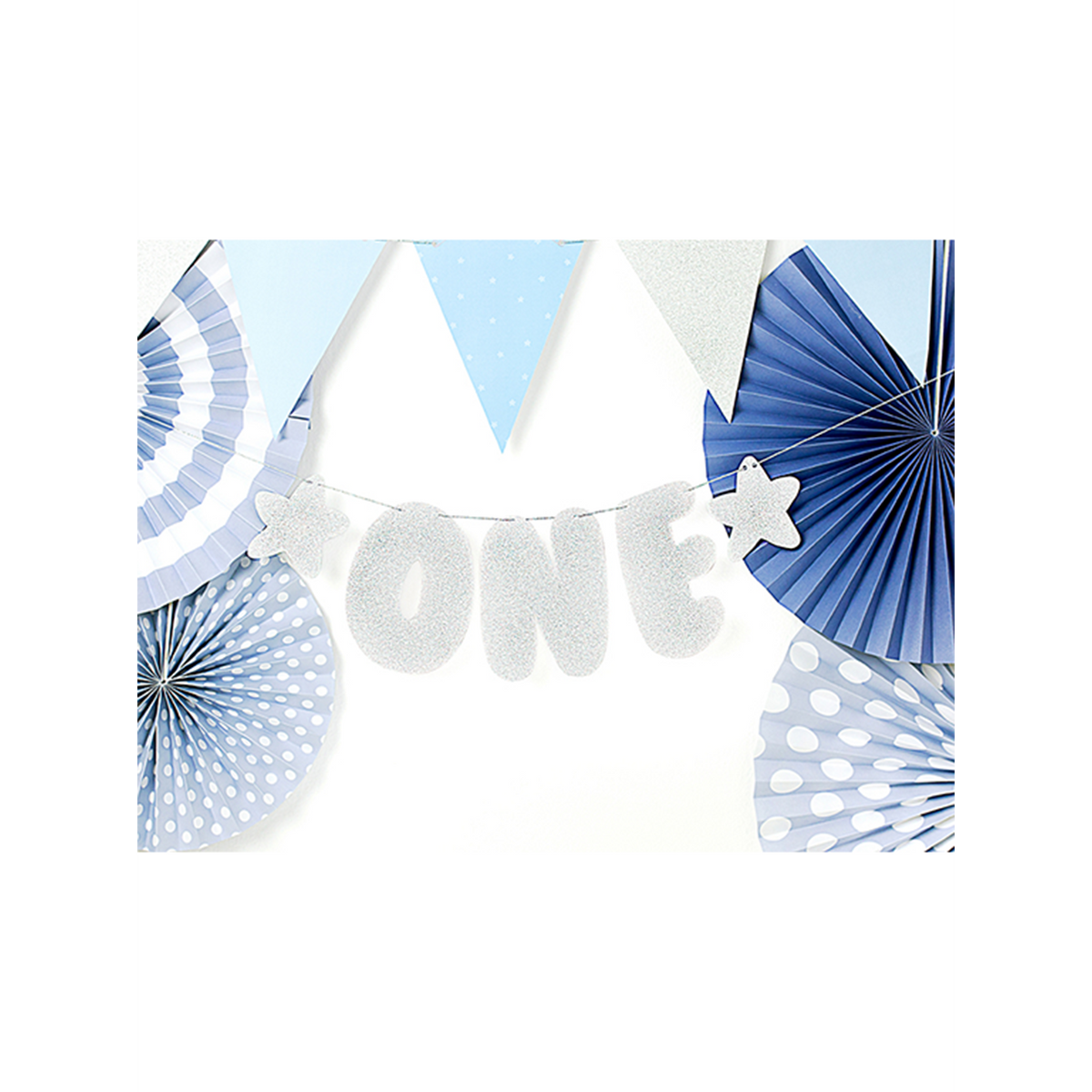 1 Bannergirlande - First Birthday - Glittersilber