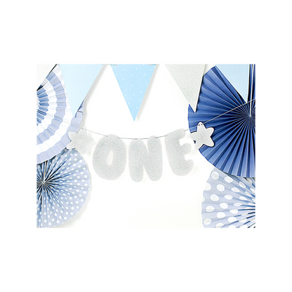 1 Bannergirlande - First Birthday - Glittersilber