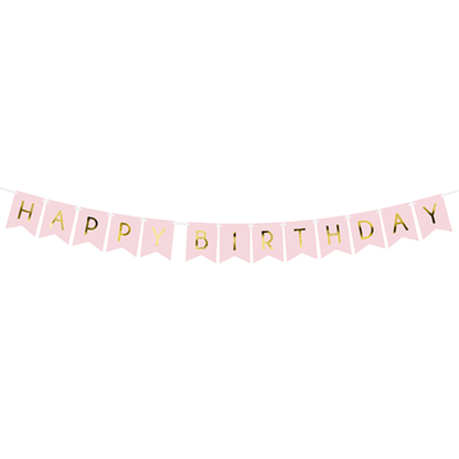 1 Bannergirlande - Happy Birthday - Rosa