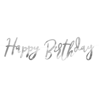 1 Bannergirlande - Happy Birthday - Silber
