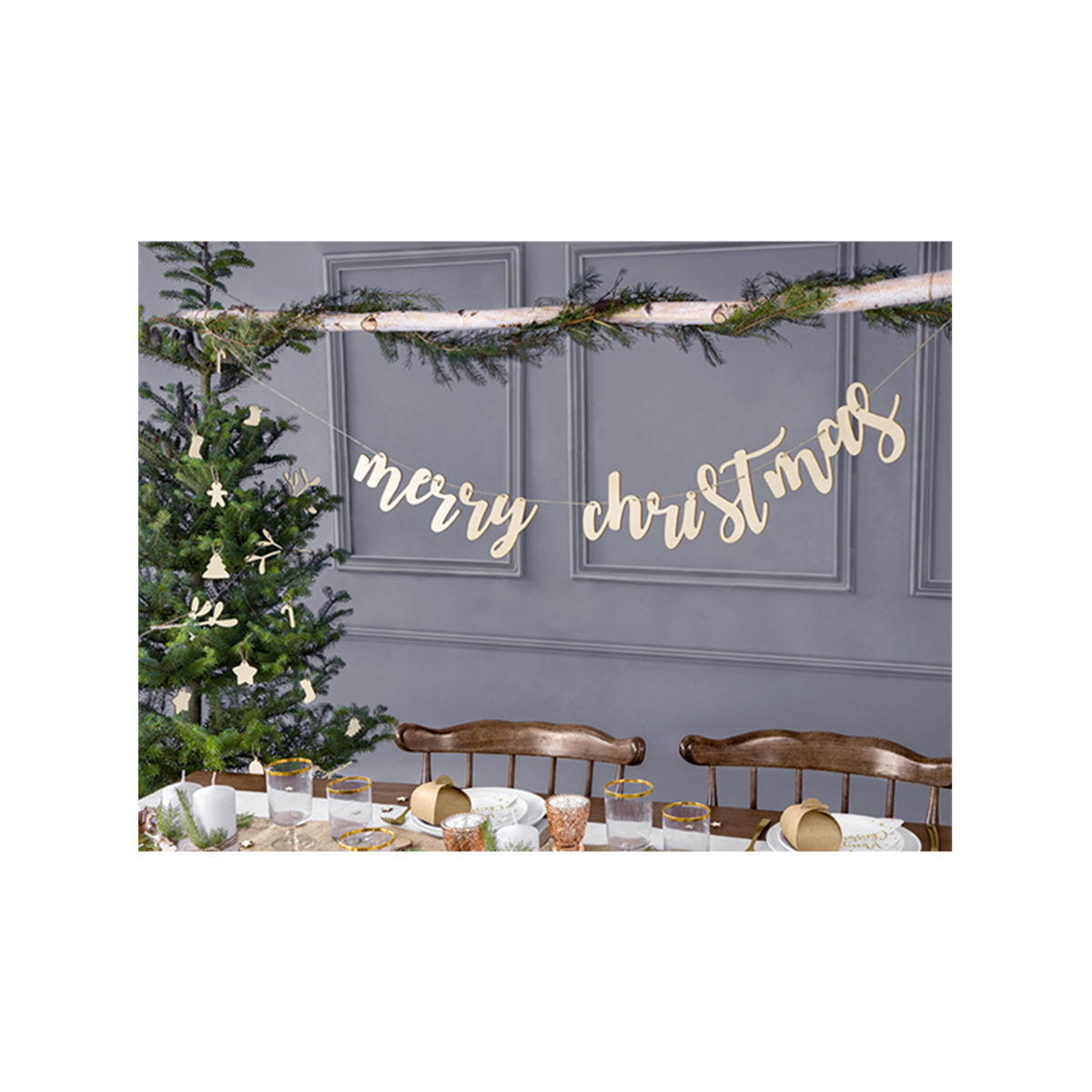 1 Bannergirlande - Holz - Merry Christmas