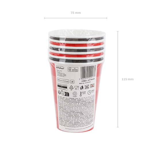 6 Pappbecher - Karriert - 400ml