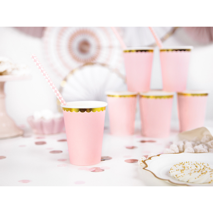 6 Pappbecher Trend - 220ml - Pastell Rosa