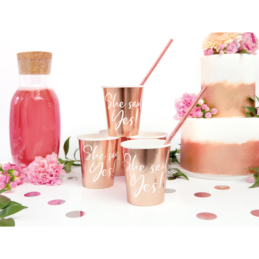 6 Pappbecher Trend - 220ml - She said Yes