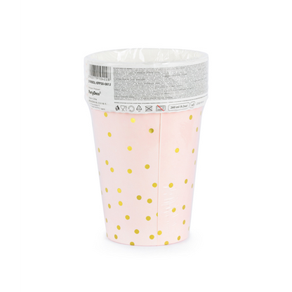 6 Pappbecher Trend - 260ml - Dots Rosa