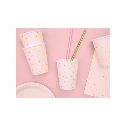 6 Pappbecher Trend - 260ml - Dots Rosa