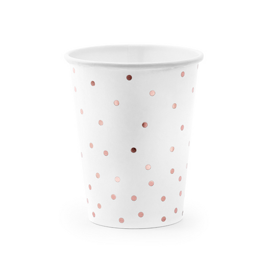 6 Pappbecher Trend - 260ml - Dots Weiß