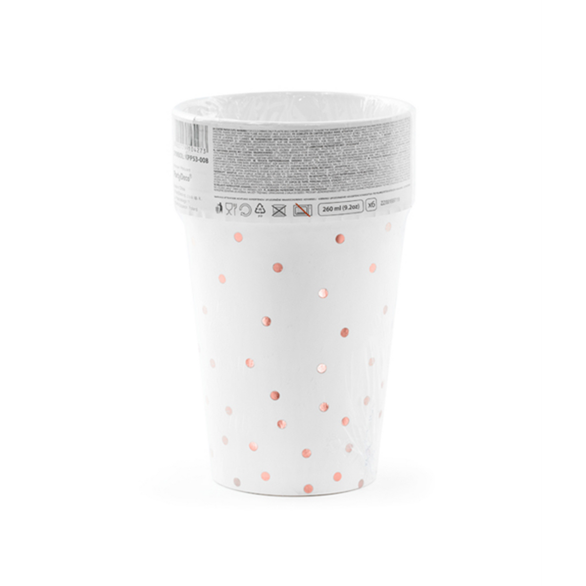 6 Pappbecher Trend - 260ml - Dots Weiß