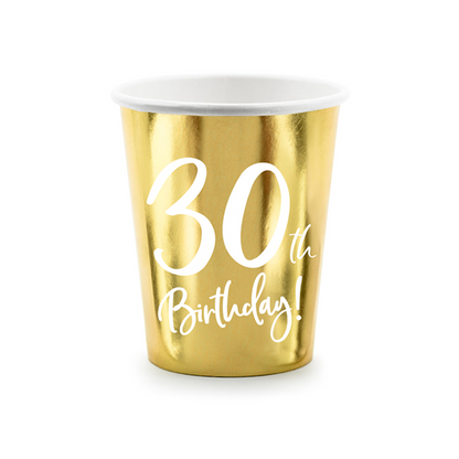 6 Pappbecher Trend - 220ml - 30th Birthday