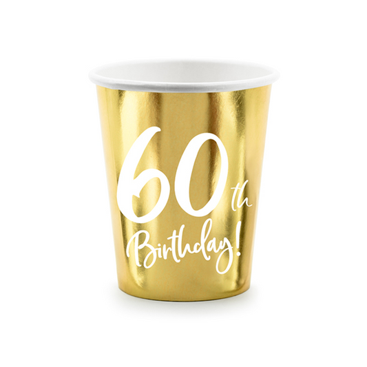 6 Pappbecher Trend - 220ml - 60th Birthday