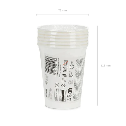 6 Pappbecher  - Weiß - 250ml