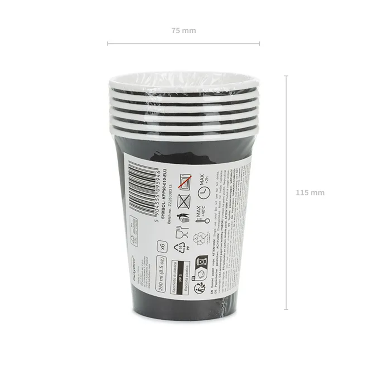 6 Pappbecher  - Schwarz  - 250ml