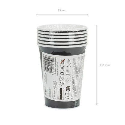 6 Pappbecher  - Schwarz  - 250ml