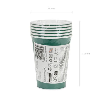 6 Pappbecher  - Dunkelgrün - 250ml