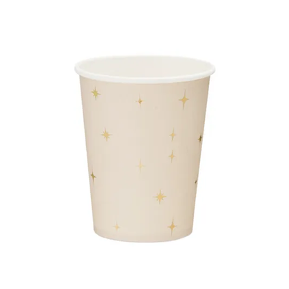 6 Pappbecher - 220ml - Goldene Sterne