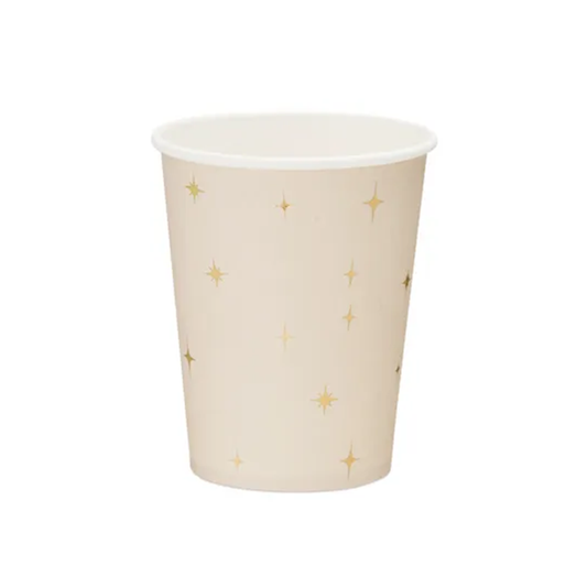 6 Pappbecher - 220ml - Goldene Sterne