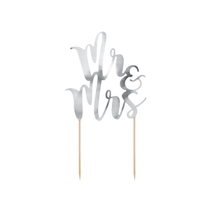 1 Cake Topper - Mr & Mrs - Silber