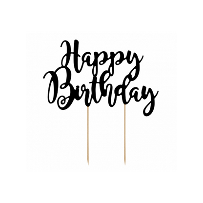 1 Cake Topper - Happy Birthday - Schwarz