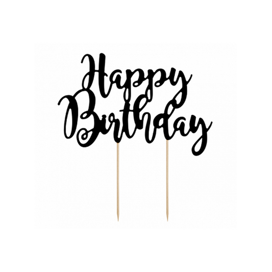 1 Cake Topper - Happy Birthday - Schwarz