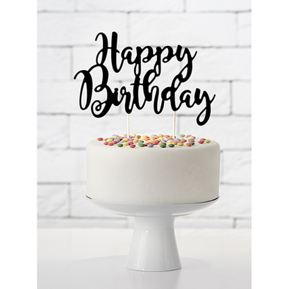 1 Cake Topper - Happy Birthday - Schwarz