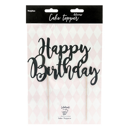 1 Cake Topper - Happy Birthday - Schwarz