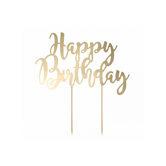 1 Cake Topper - Happy Birthday - Gold