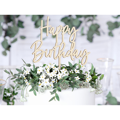 1 Cake Topper - Holz - Happy Birthday