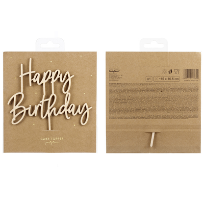 1 Cake Topper - Holz - Happy Birthday