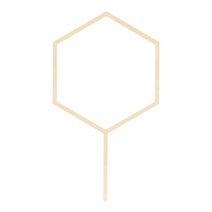 1 Cake Topper - Holz - Hexagon