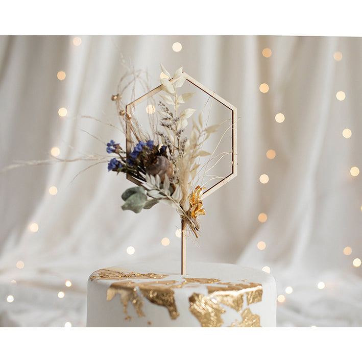 1 Cake Topper - Holz - Hexagon