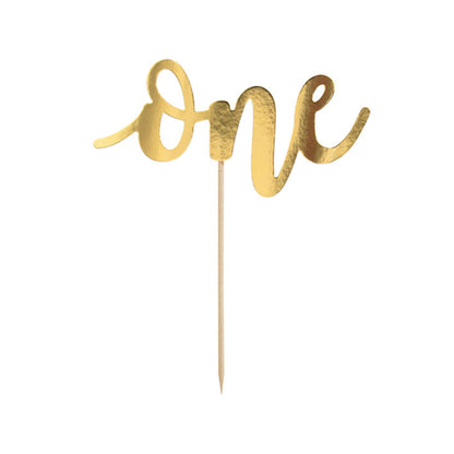 1 Cake Topper - ONE - Gold