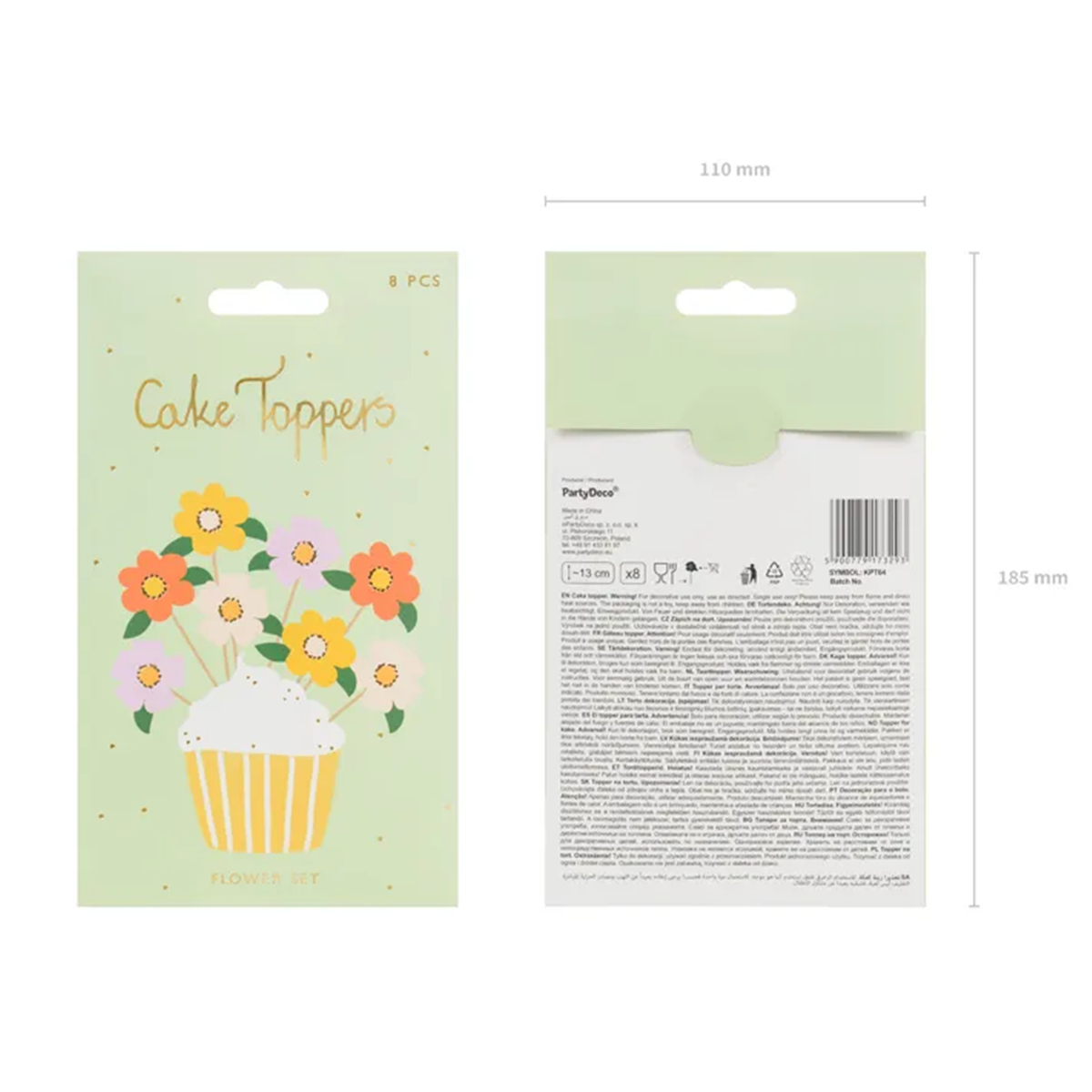 8 Caketopper Blumen - Mix
