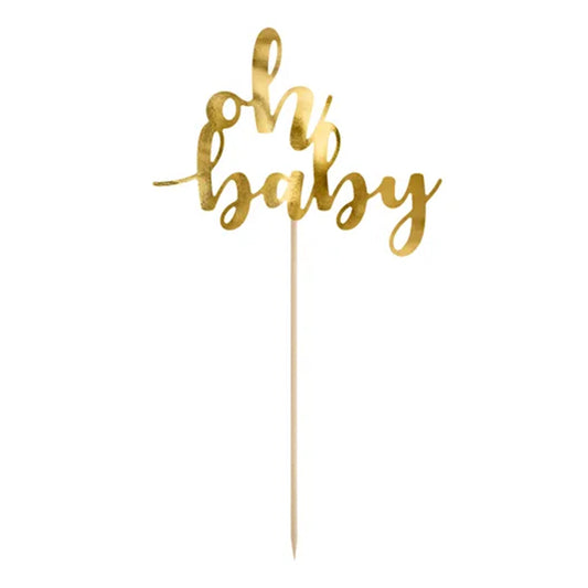 1 Cake Topper - Oh baby - Gold
