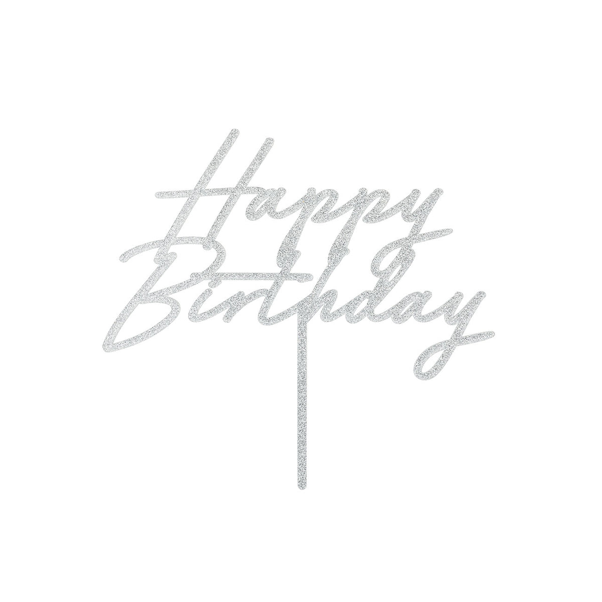 1 Cake Topper - Happy Birthday - Silber Glitter