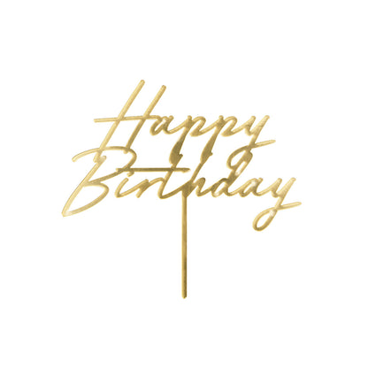 1 Cake Topper - Happy Birthday - Gold