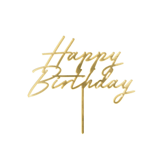 1 Cake Topper - Happy Birthday - Gold