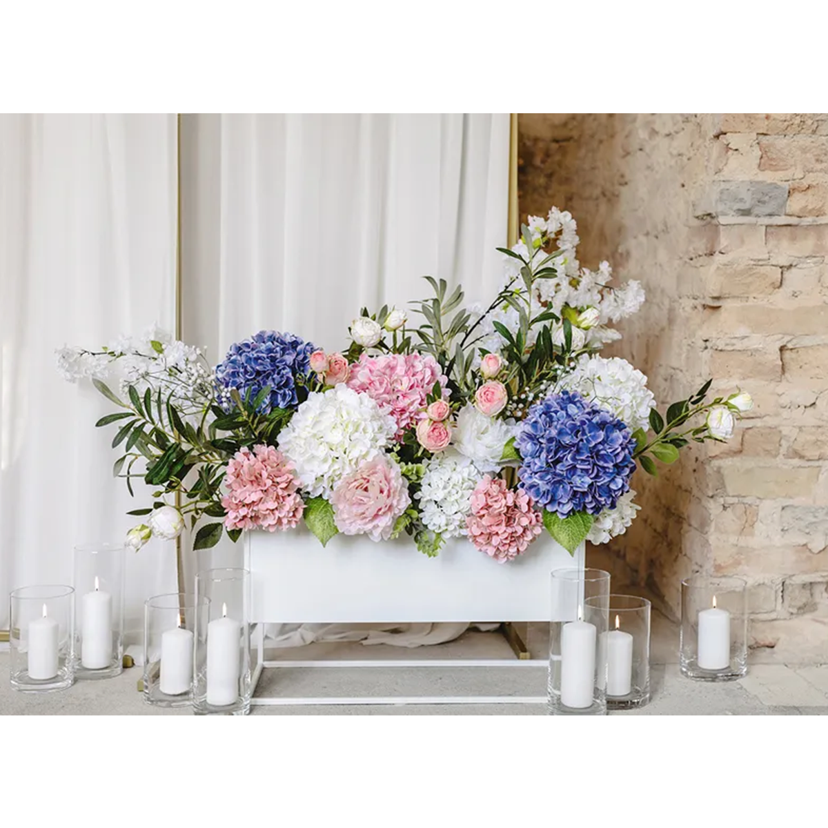 1 Künstliche Blume - Hortensie - 69 cm - Dunkelblau