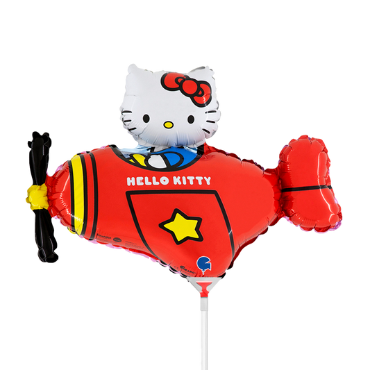 10 Miniballoons Airfilled - Hello Kitty Airplane Red (Unverpackt)